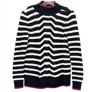 LOFT Cotton Red,White & Blue Striped Sweater Size M